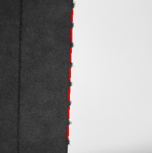 Machine vision inspection of pin registration paper with defect detection algorithm highlighting alignment issues