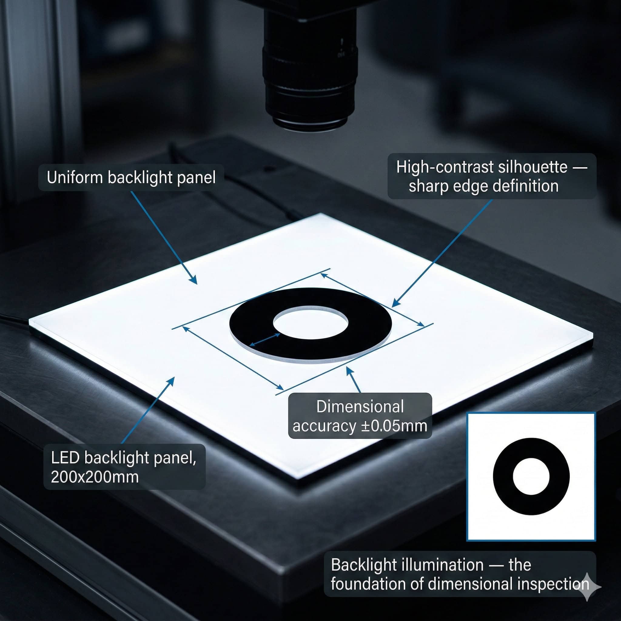 Backlight LED Illuminators for Silhouette and Dimensional Inspection
