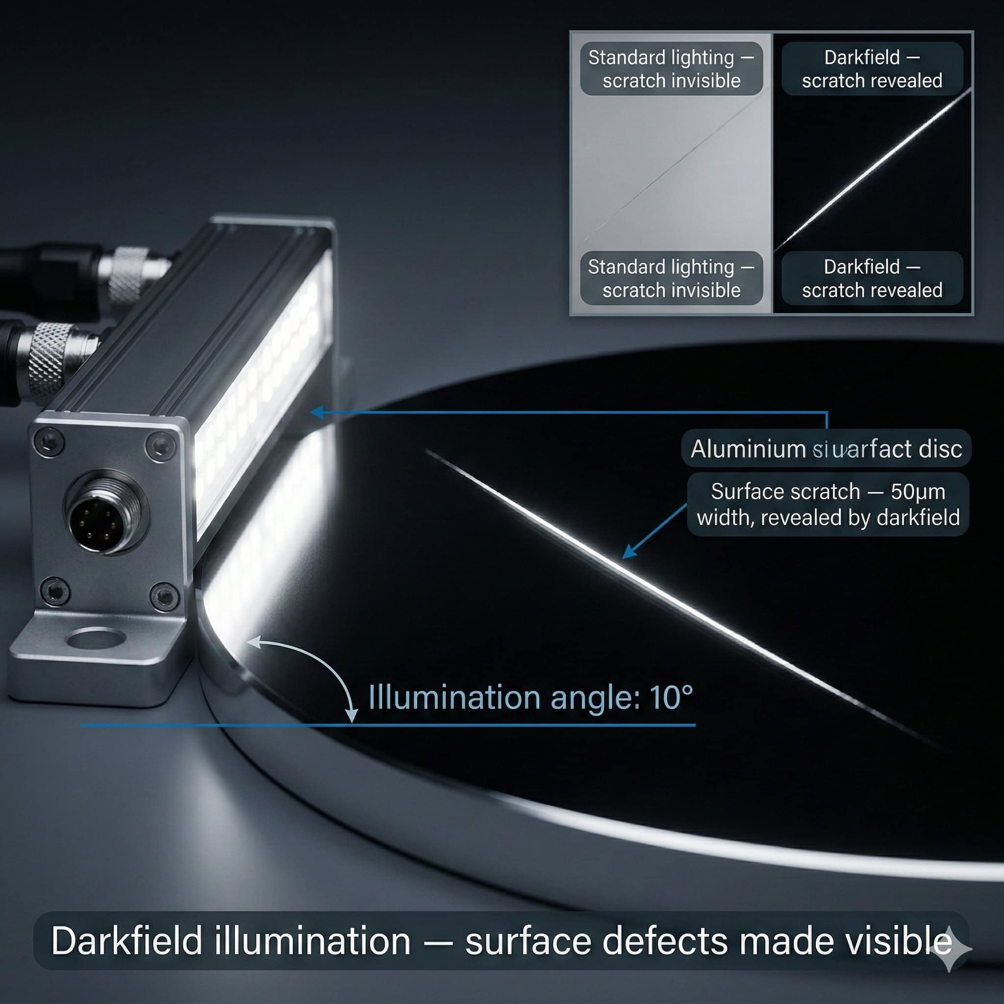Lighting for Metal Surface Inspection — Scratches Cracks and Roughness